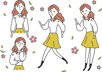 若い女性　セット　イラスト素材
