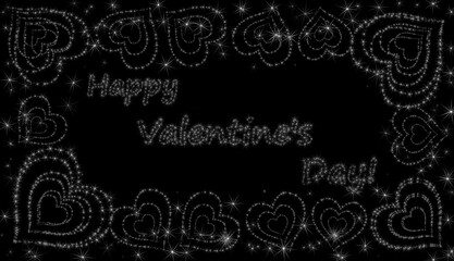 beautiful frame of shiny hearts on a black background