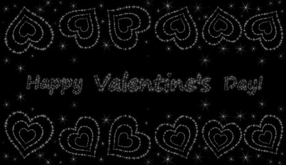 beautiful frame of shiny hearts on a black background