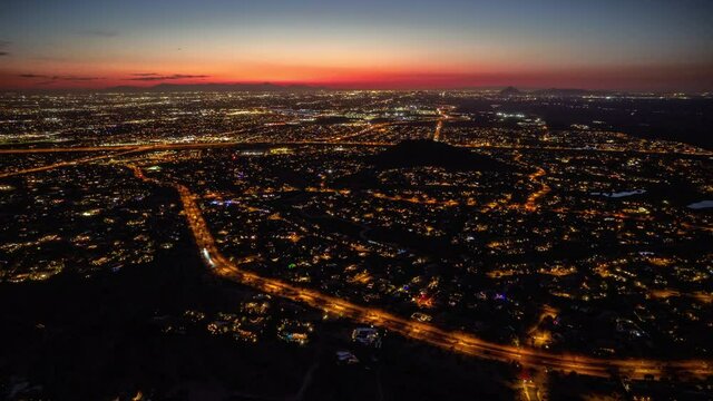 Zoom Out Drone Hyperlapse Over City Lights Outside Phoenix Arizona