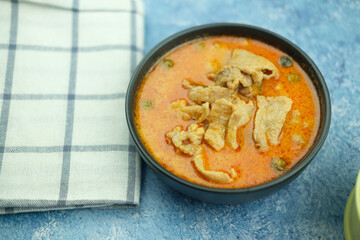 Panaeng curry with pork or Red curry with pork (Panang pork)