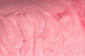 Closeup tasty strawberry sweet pink or pale red ice cream made from real fruit texture background