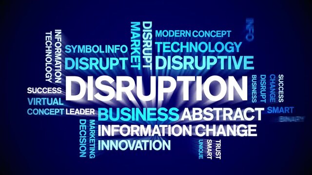 Disruption Animated tag word cloud;text design animation kinetic typography seamless loop.