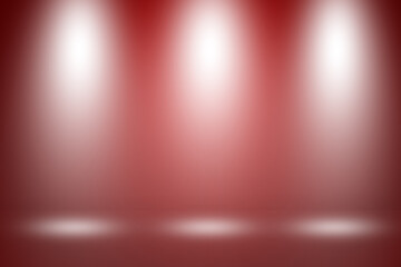 Obraz premium Product showcase or display with spotlight. Red studio room background with a three spotlight.