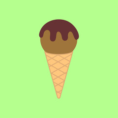 Ice Cream Cone Cartoon Flat Vector Illustration