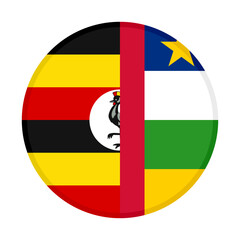 round icon with uganda and central african republic flags. vector illustration isolated on white background