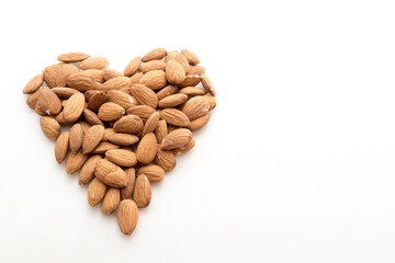 Almonds with white background