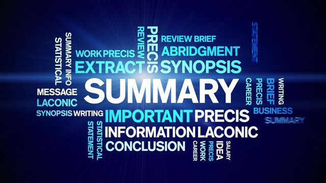 Summary Animated tag word cloud;text design animation kinetic typography seamless loop.