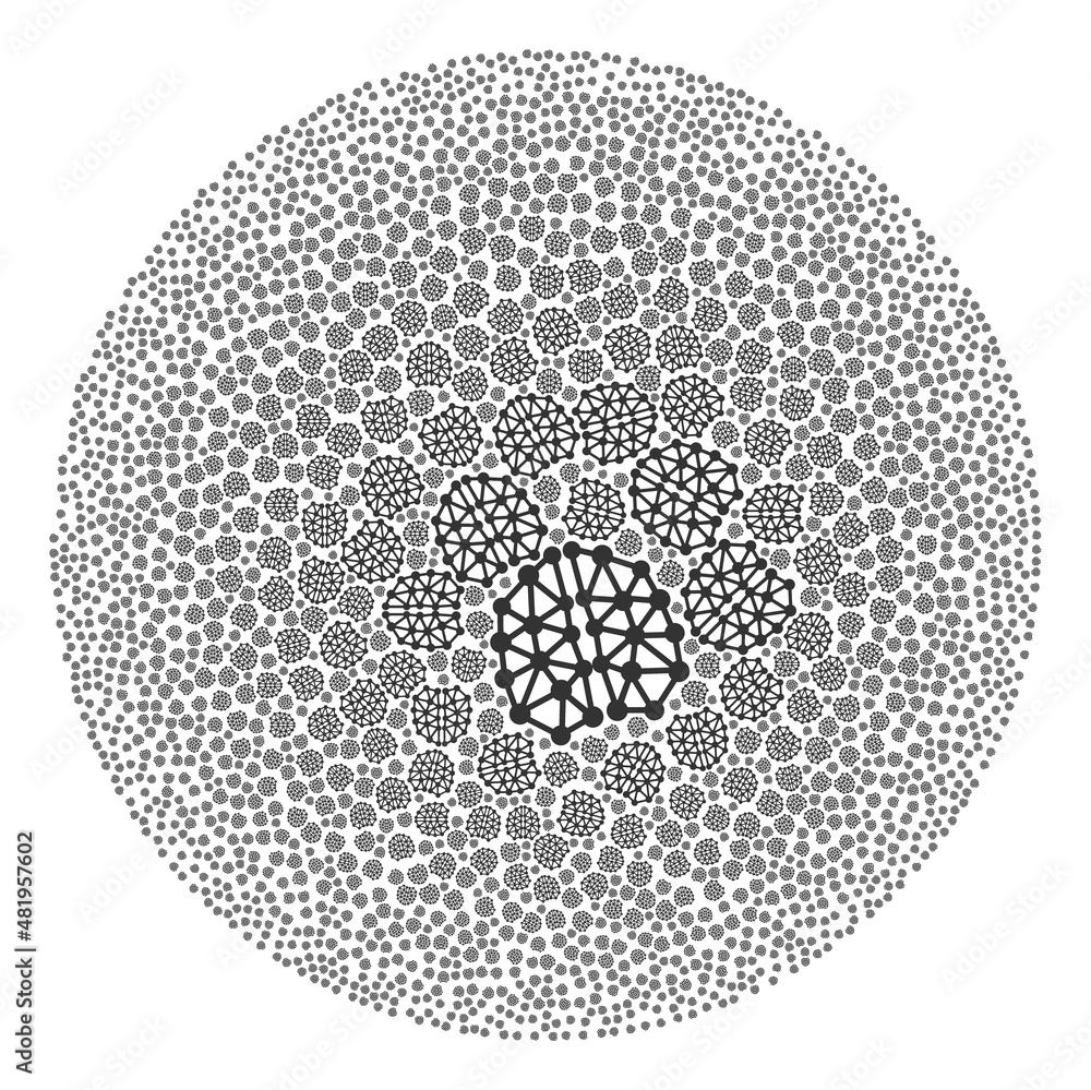 Poster ai structure symbols are combined into circle collection. ai structure icon spheric mosaic. abstract