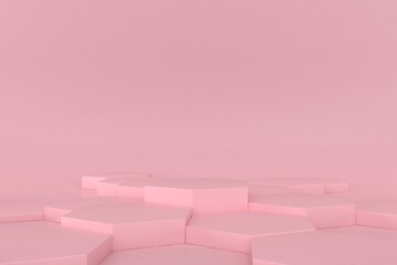 Abstract pink color background, minimalist mockup for podium,modern stage, display or showcase, 3d rendering.	
