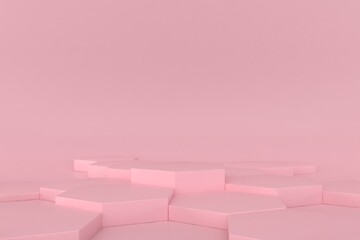 Fototapeta premium Abstract pink color background, minimalist mockup for podium,modern stage, display or showcase, 3d rendering. 
