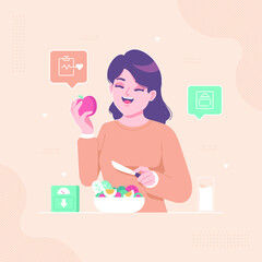 healthy lifestyle diet program illustration background