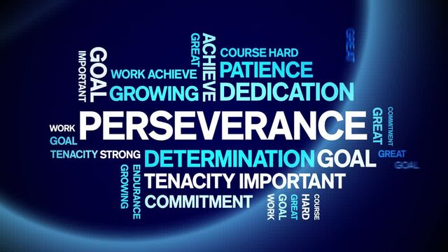 Perseverance Animated tag word cloud;text design animation kinetic typography seamless loop.