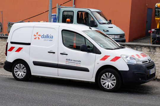 Dalkia edf logo brand and text sign on white panel van truck of french electricity provider distribution company
