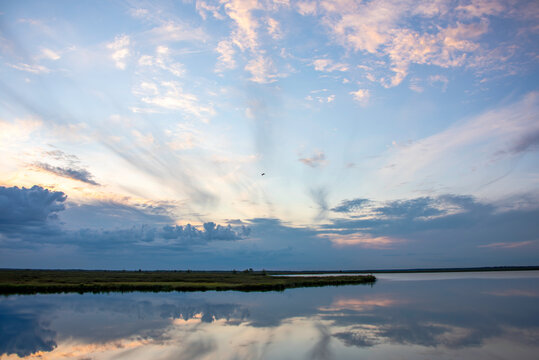 sunset over the river
