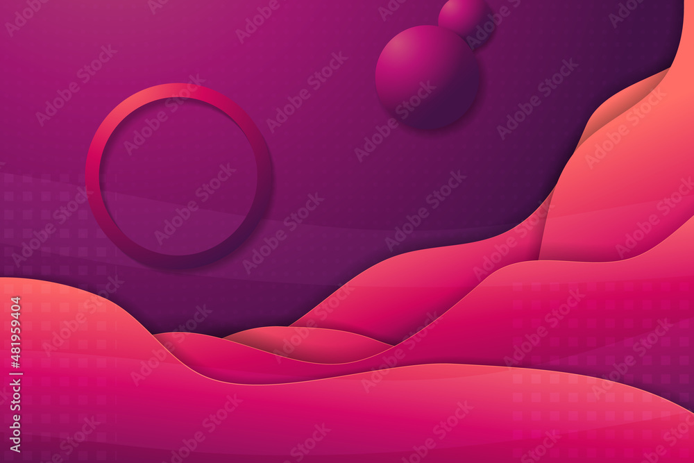 Poster abstract background with red gradient and paper cut style