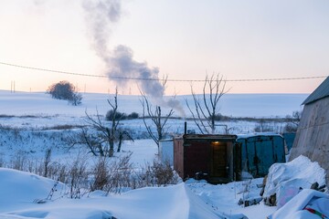 Stunning village scenery in russia in winter