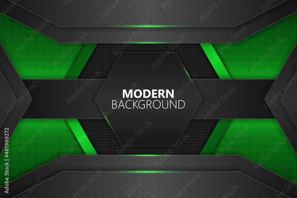Poster modern background overlapped hexagonal shape with green gradient