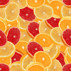 Colored background, citruses seamless pattern