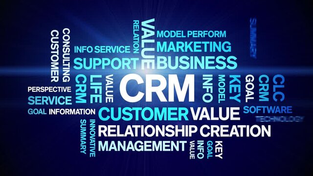 CRM animated tag word cloud;text design animation kinetic typography seamless loop.