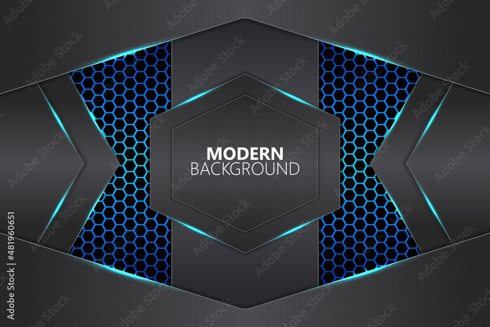 Poster modern background hexagonal shape with blue gradient
