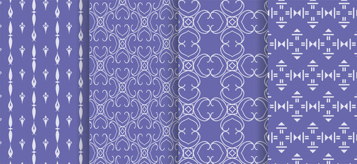 Seamless patterns on purple. Vector image