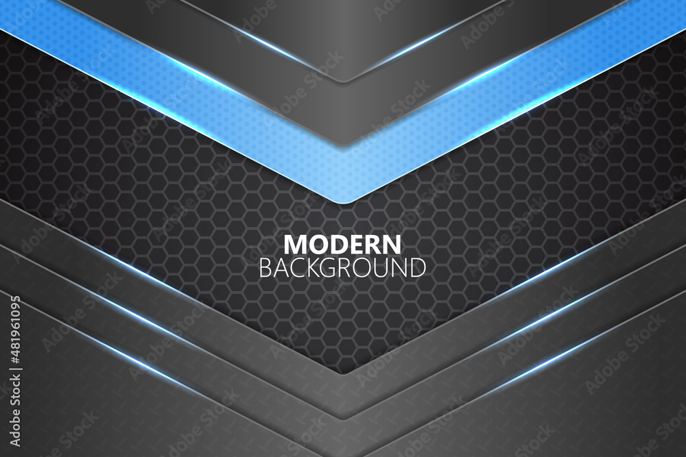 Poster modern background overlapped layer shape with blue gradient