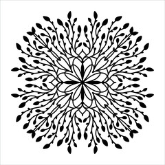 Vector hand drawn mandala isolated on white background. Mandala coloring page. Valentine's day greeting card. Outline mandala of hearts.