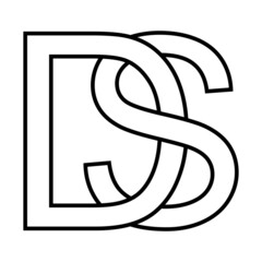 Logo sign ds, sd icon, nft ds interlaced letters d s
