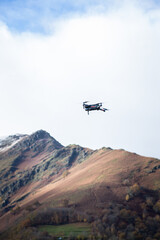 Fototapeta na wymiar Drone en vol au dessus d'une route en montagne