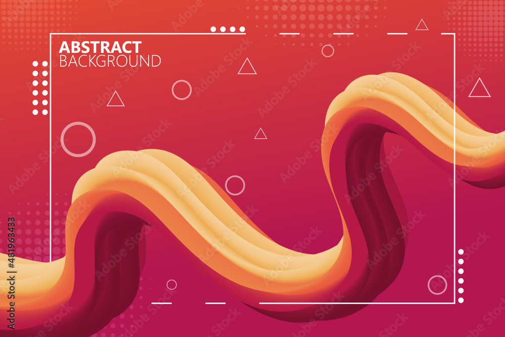 Poster abstract background dynamic fluid shape with orange gradient