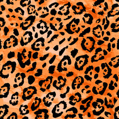 Leopard Seamless Pattern Endless Hand Drawn Leopard Animal Skin Vector  Isolated Background.Trendy pattern for printing on fabric.