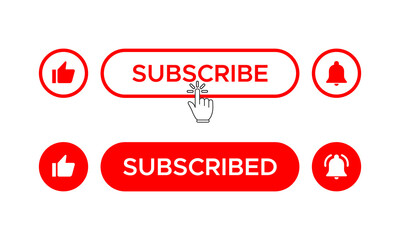 Like, Subscribe, and Bell Icon Vector. Elements for Promote Channel Subscriptions