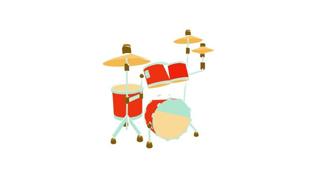 Drum icon animation best cartoon object on white background