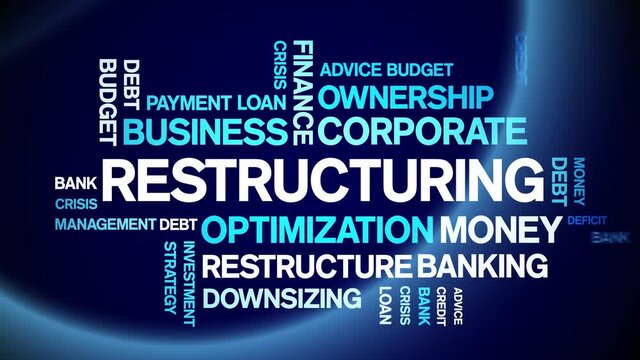 Restructuring animated tag word cloud;text design animation kinetic typography seamless loop.