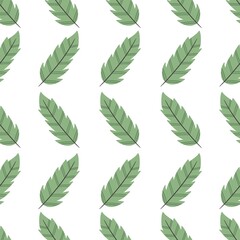 simple cute floral pattern - beautiful green leaves of a plant on a white background