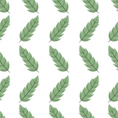 Obraz premium simple cute floral pattern - beautiful green leaves of a plant on a white background