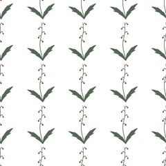 simple cute floral pattern - beautiful leaves of a plant on a white background