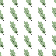 simple cute floral pattern - beautiful light green leaves of a plant on a white background