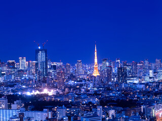 Fototapeta na wymiar 東京タワーと都心の夕暮れ