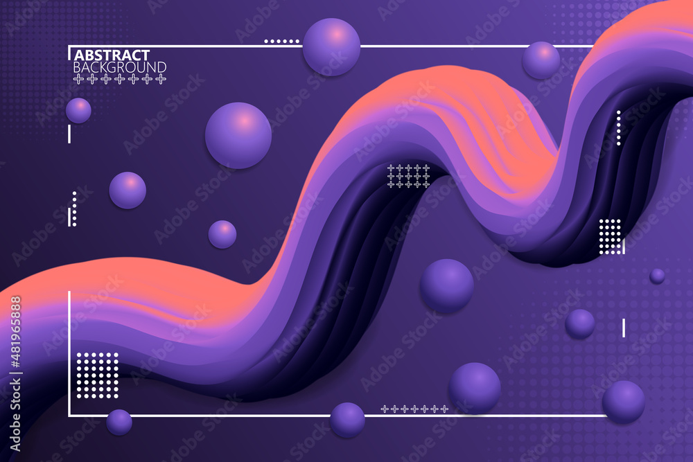 Poster abstract background dynamic fluid shape with purple gradient