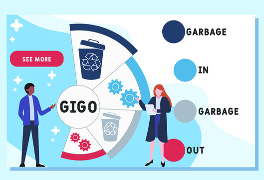 GIGO - Garbage In Garbage Out acronym. business concept background. vector illustration concept with keywords and icons. lettering illustration with icons for web banner, flyer, landing pag