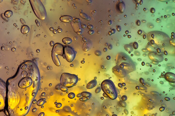 Abstract world of colors and shapes. Bubbles in the gel, hair care