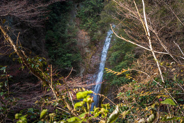 布引の滝・岩肌を流れ落ちる雌滝