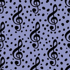 Music seamless treble clef pattern for fabrics and textiles and packaging and linens and wrapping paper
