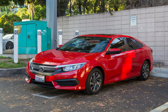 Honda civic car parked on Sunset blvd., on November 10, 2017, Los Angeles, California