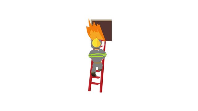 Fireman icon animation best cartoon object on white background