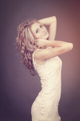 portrait of a young woman in a photo studio