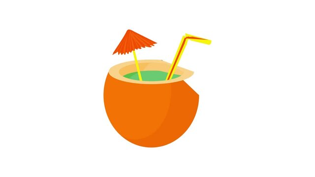 Cocktail icon animation best cartoon object on white background