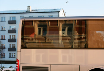View of the bus window.